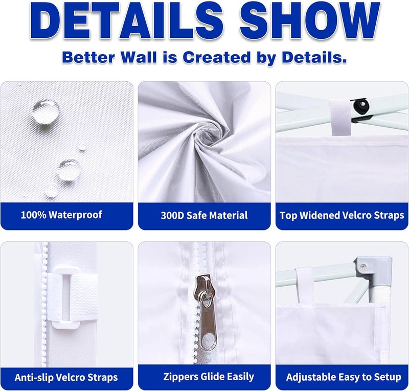 SCOCANOPY Sidewalls for 10x10 Canopy Frame, 3 Pack SunWalls Only,White - Image 3